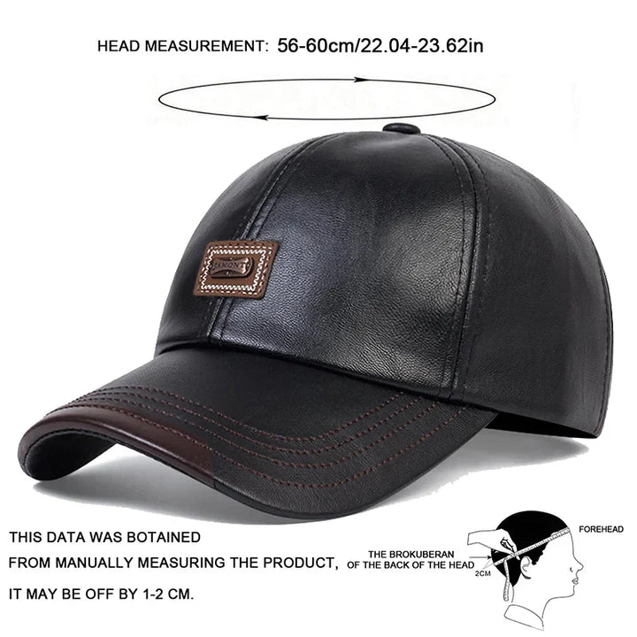 Authentic Cowhide Leather Dad Cap-MODAUTLET