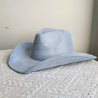 Adjustable Suede Wide-Brim Cowboy Fedora Hat 24 56-58cm