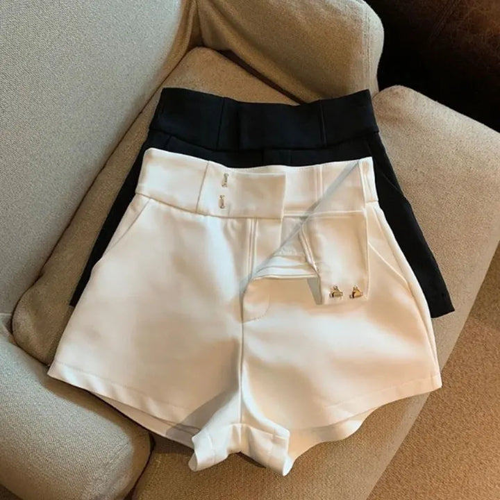 Women's High Waisted Black A-Line Casual Shorts
