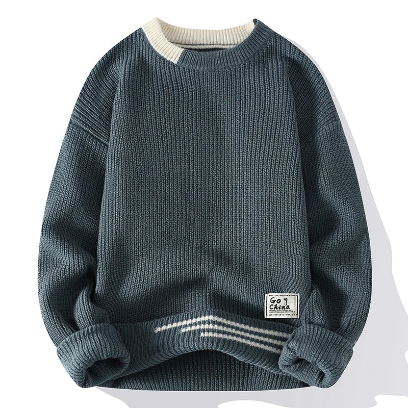 Men's Merino Wool Knit Sweater - Ridgepoint Style Teal