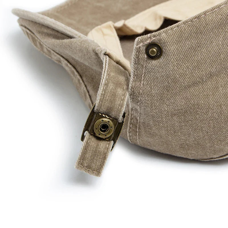 Unisex Vintage Cotton Beret with Adjustable Flat Visor