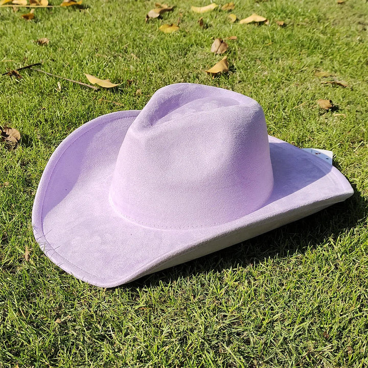 Adjustable Suede Wide-Brim Cowboy Fedora Hat-MODAUTLET