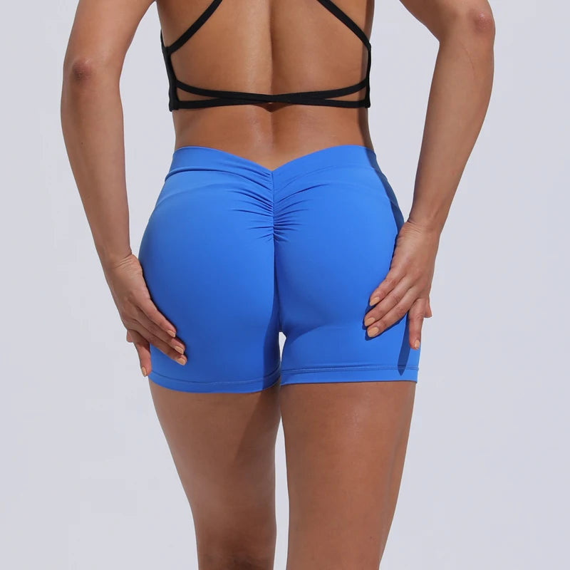 Women's High Waisted V-Back Yoga Shorts for Fitness and Training