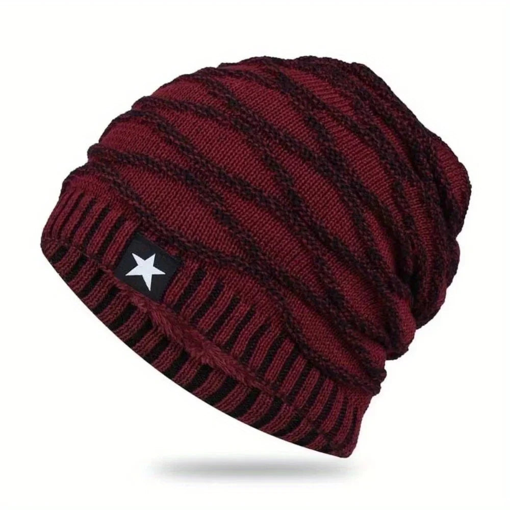 Unisex Fur-Lined Slouchy Winter Beanie Red