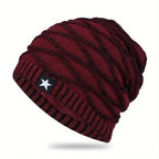 Unisex Fur-Lined Slouchy Winter Beanie Red