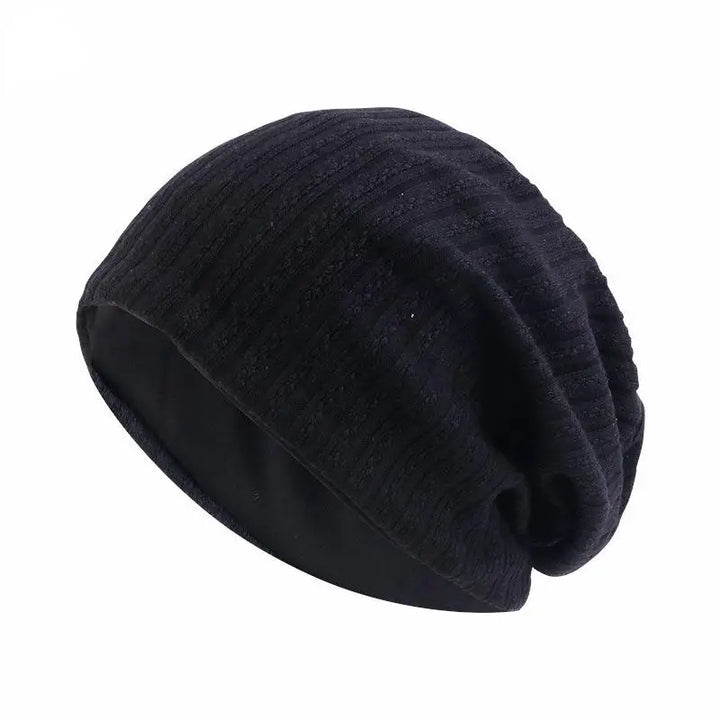 Double-Layer Wheat-Spike Knit Beanie Hat-MODAUTLET