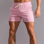 Mens Cotton Shorts Breathable Summer Casual Comfort Fit Pink