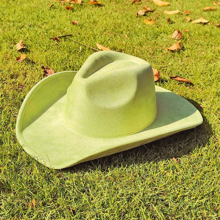 Adjustable Suede Wide-Brim Cowboy Fedora Hat-MODAUTLET