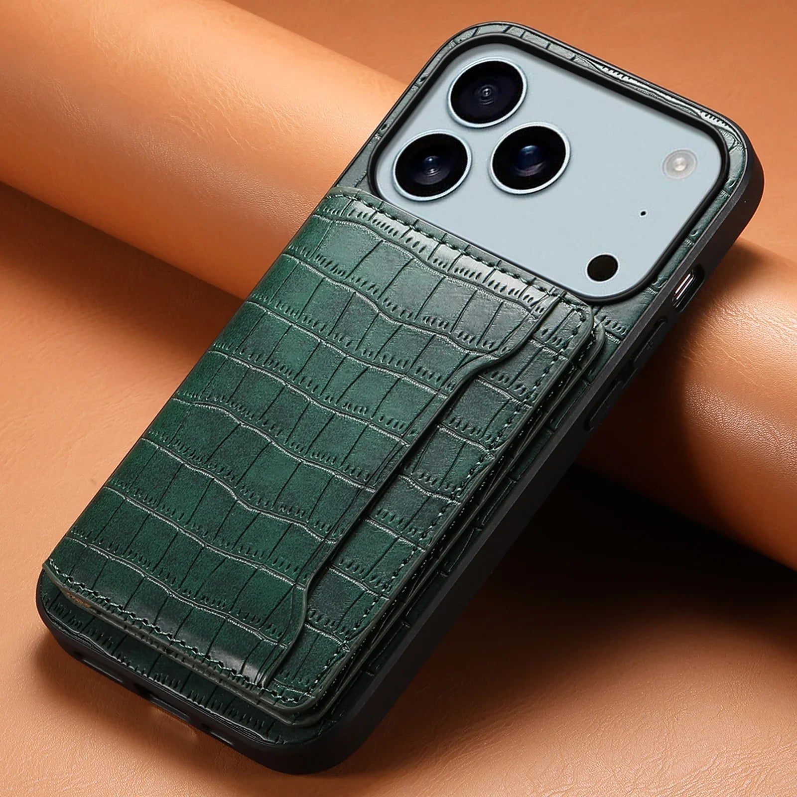 Premium Leather iPhone Case Green