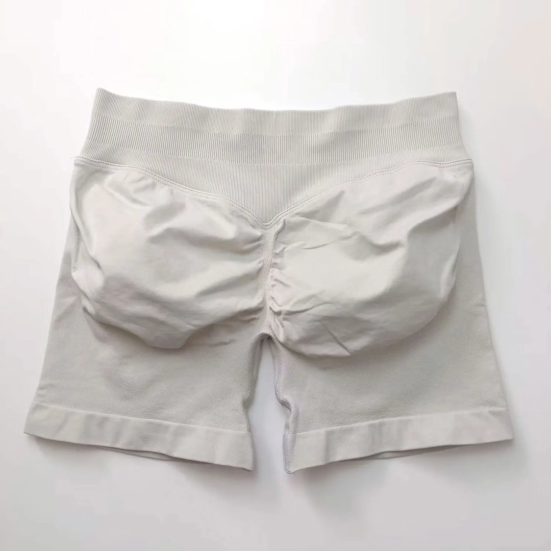 Women's Fitness Biker Shorts with Low Ribbed Band for Gym Workouts