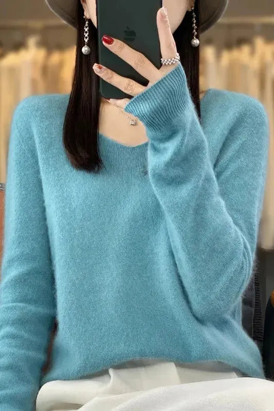 Women's Cozy Luxe Sweater - Harmonia Light Blue