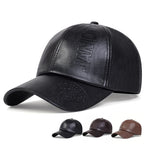 Unisex Vintage Cowhide Leather Baseball Cap – Adjustable Military Style