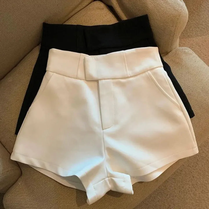 Women's High Waisted Black A-Line Casual Shorts