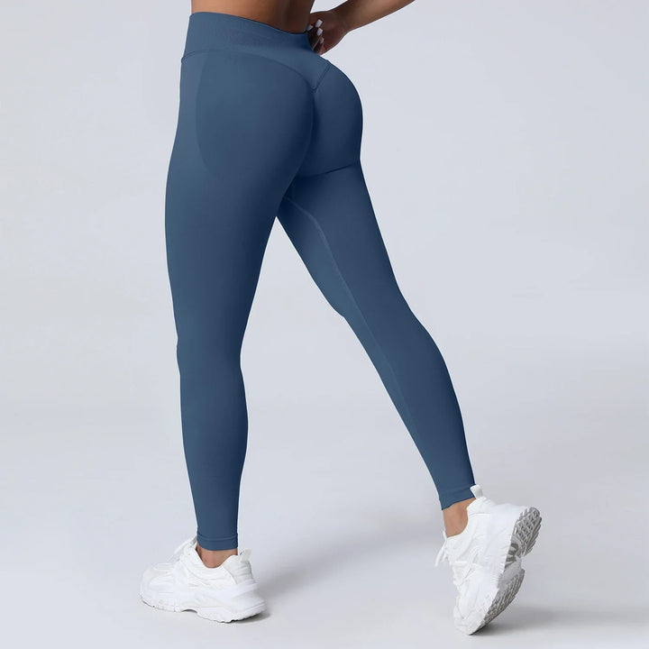 Women's Push-Up Low-Rise Seamless Yoga Leggings for Fitness Blue-gray