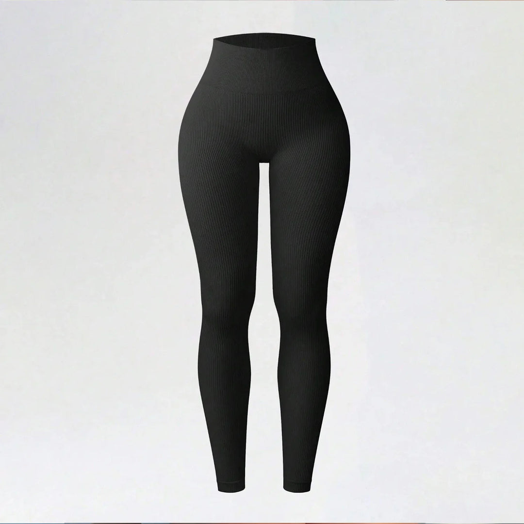 Women's High-Waisted Seamless Yoga Leggings for Fitness & Running black