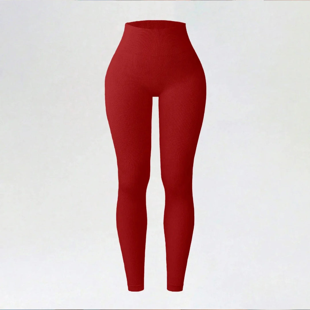 Women's High-Waisted Seamless Yoga Leggings for Fitness & Running Red
