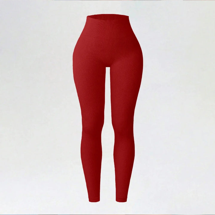 Women's High-Waisted Seamless Yoga Leggings for Fitness & Running Red
