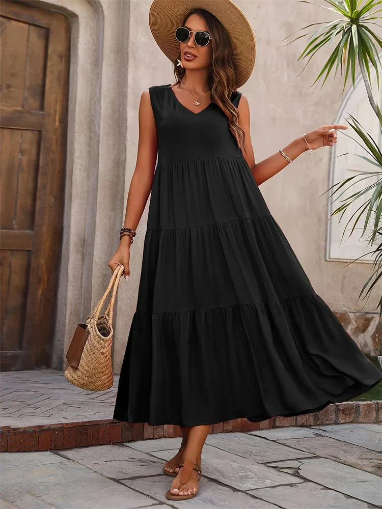 Vestido largo colorido para mujer