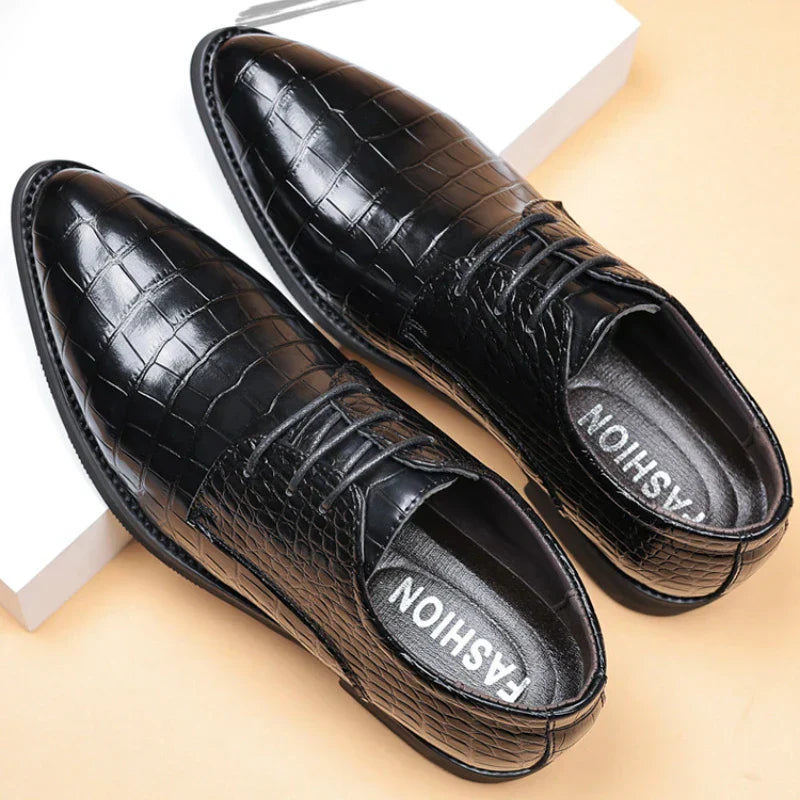 Men's Stylish Crocodile Pattern Leather Shoes-MODAUTLET