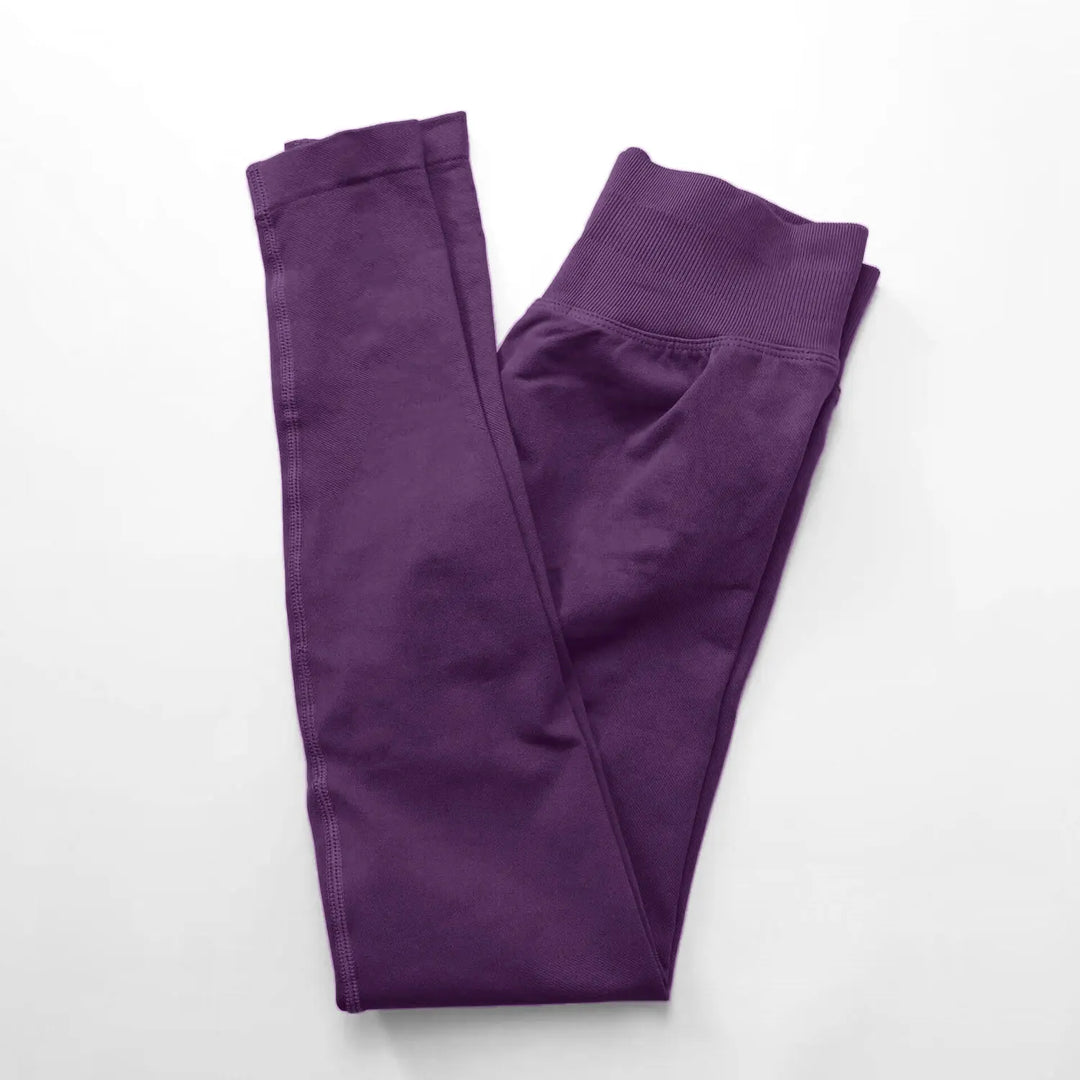 Women's Seamless Yoga Leggings with Low Rib Waistband for Fitness Grape Purple