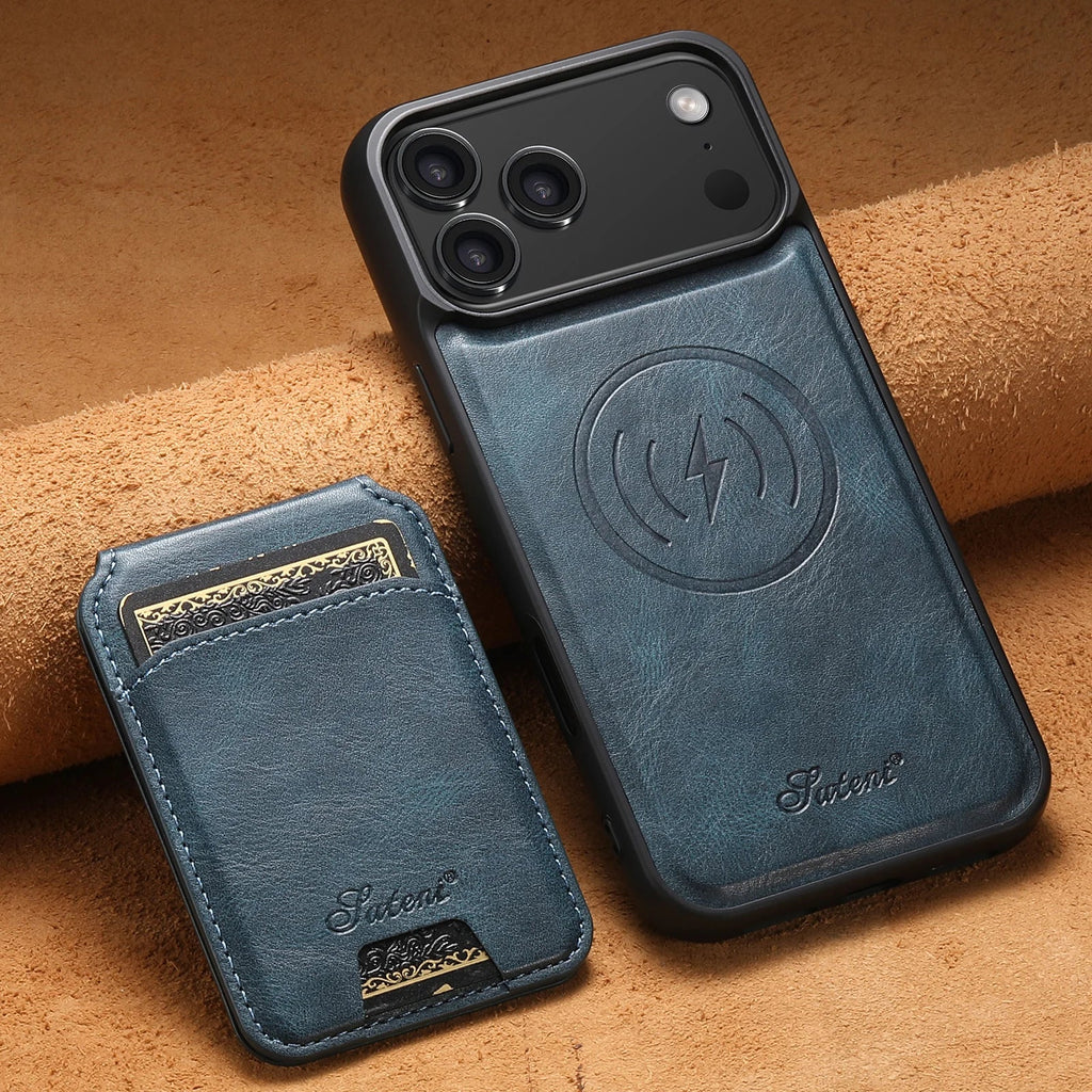 Premium Leather iPhone Case - Stylish Protection Blue