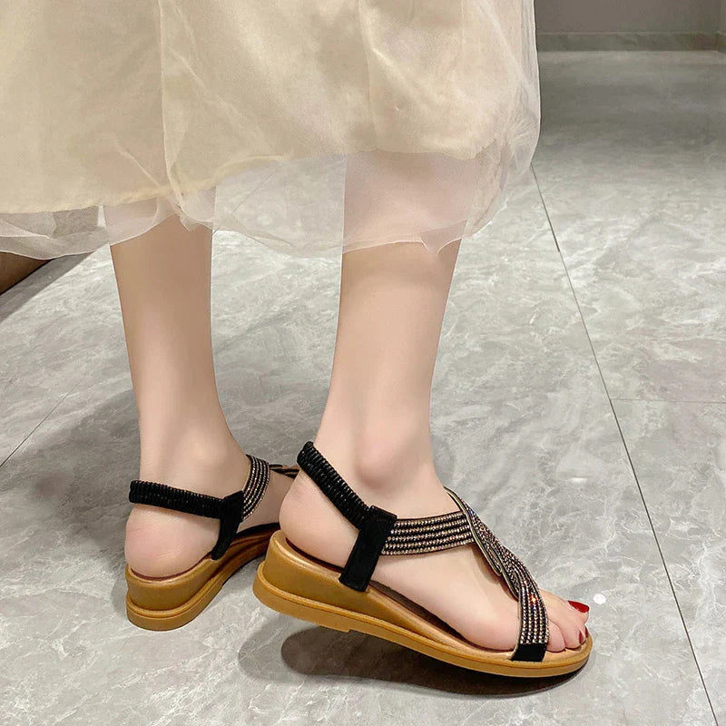 Women's Comfortable Leather Slip-On Flat Sandals