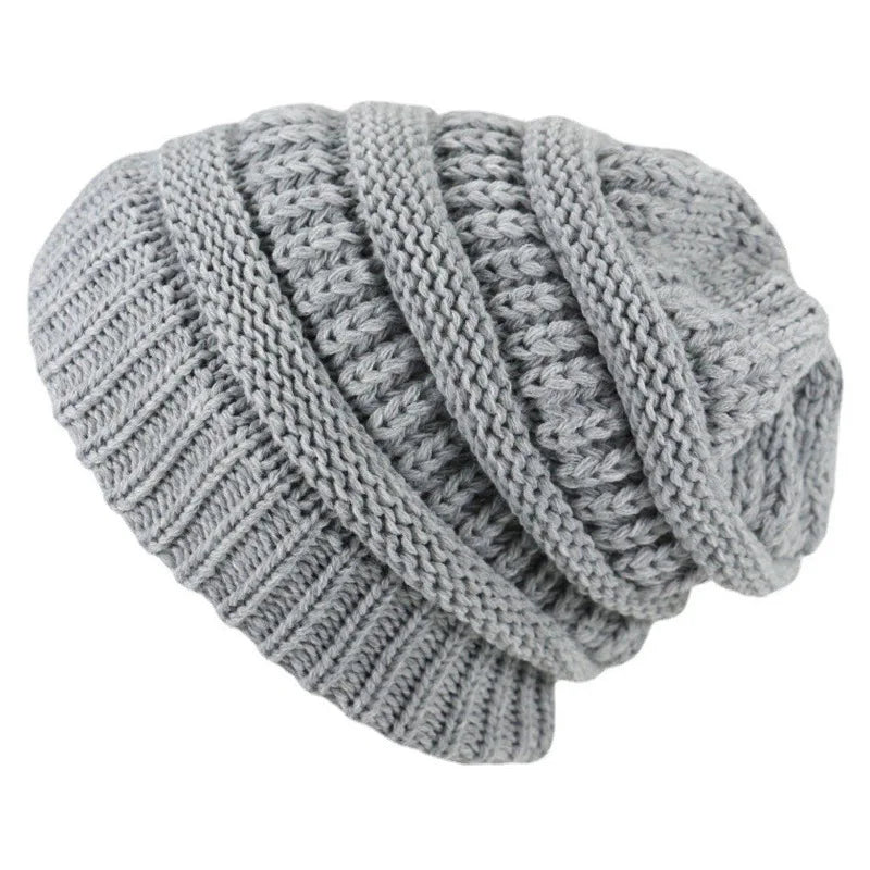 Cozy Satin-Lined Knit Beanie Hat-MODAUTLET
