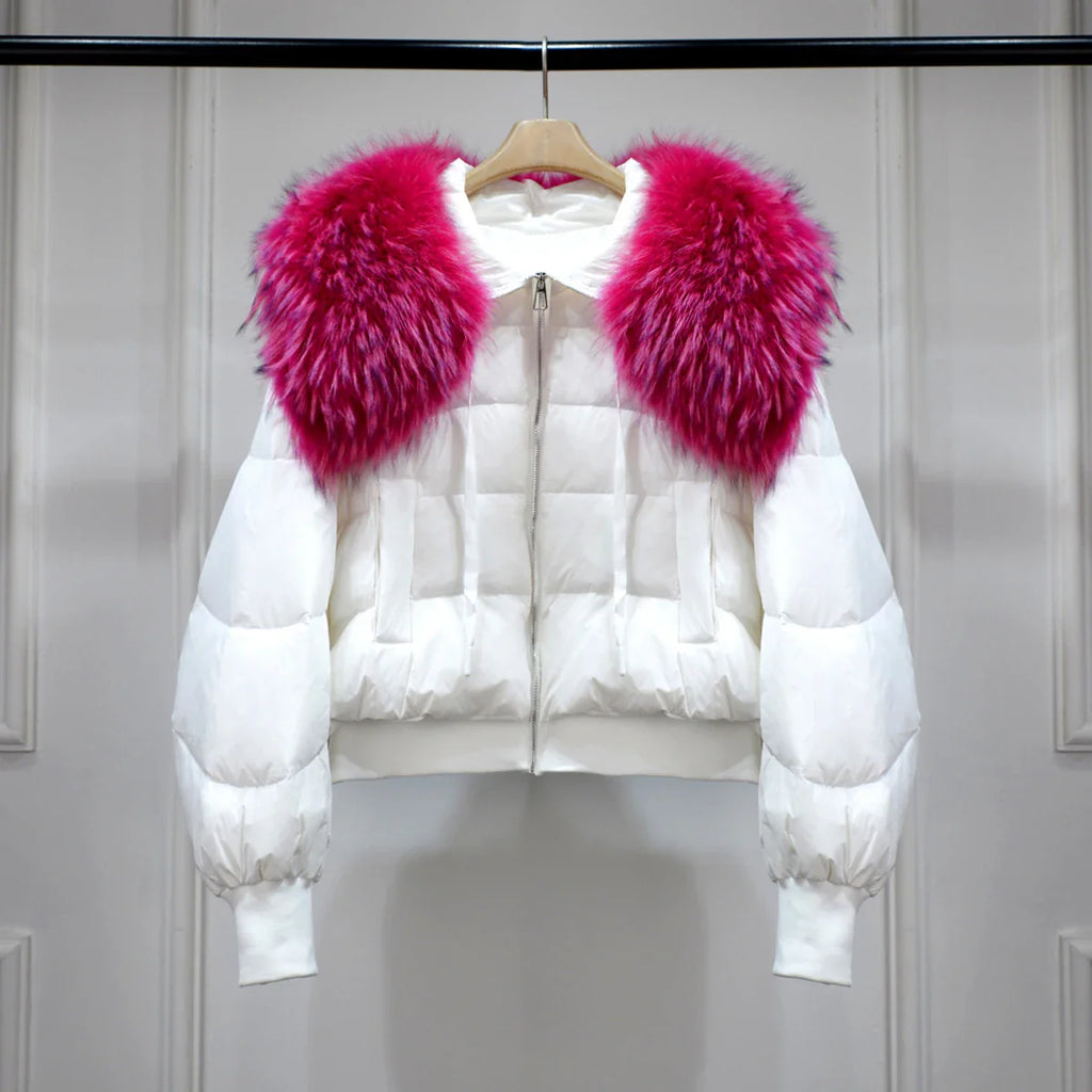 Women's Short White Duck Down Parka White 3