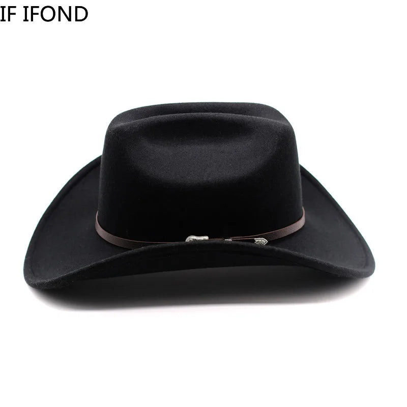 Vintage Western Cowboy Hat – Adjustable Leather Wide Brim-MODAUTLET
