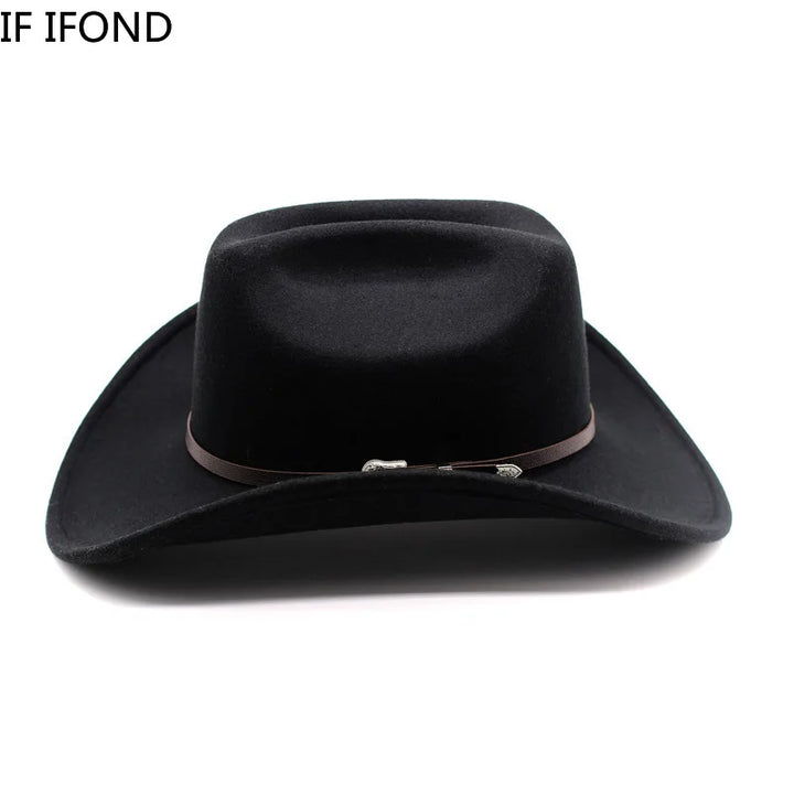 Vintage Western Cowboy Hat – Adjustable Leather Wide Brim-MODAUTLET