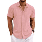 Men's Summer Linen Shirt Breathable for Warm Weather Pink
