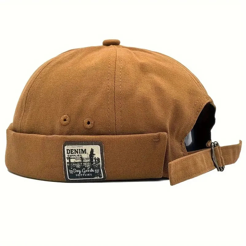 Vintage Washed Cotton Dome Cap – Unisex Adjustable Brown 56-58 cm