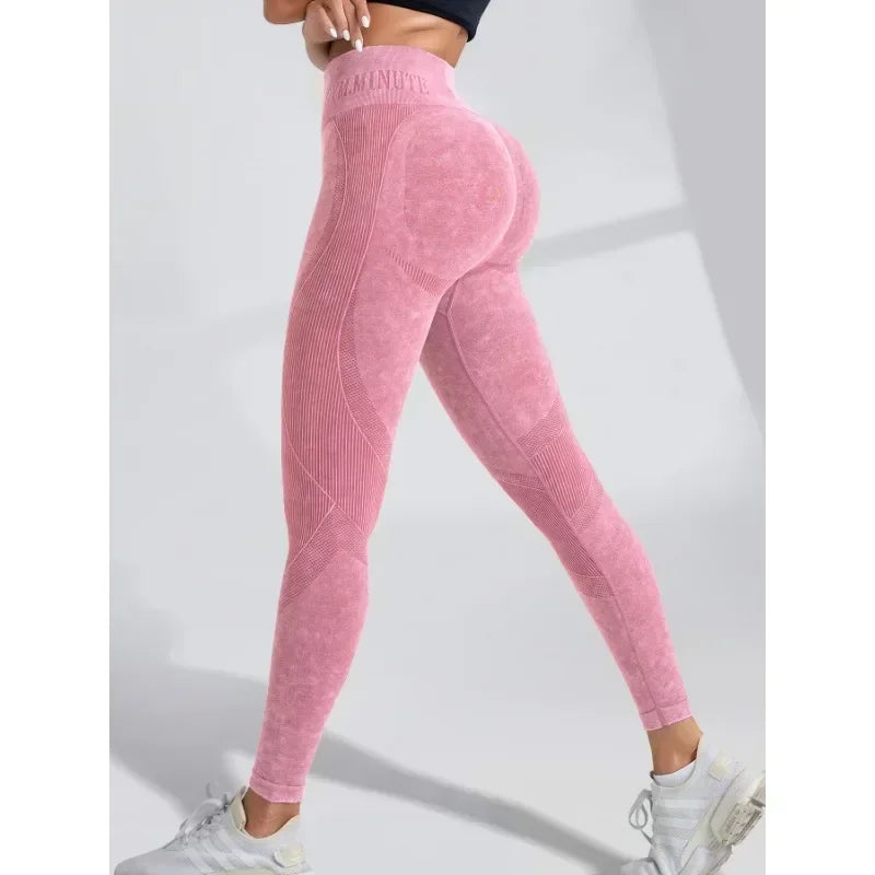Women's High-Waisted Seamless Yoga Pants with Cool Lettering