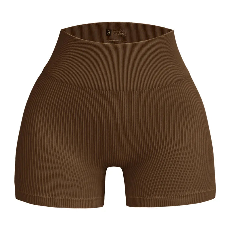 Women's High-Waisted Yoga Shorts, Lift and Shape, Ribbed Texture