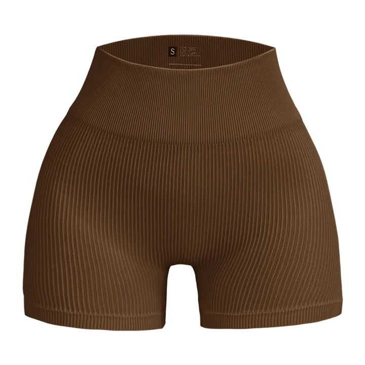 Women's High-Waisted Yoga Shorts, Lift and Shape, Ribbed Texture