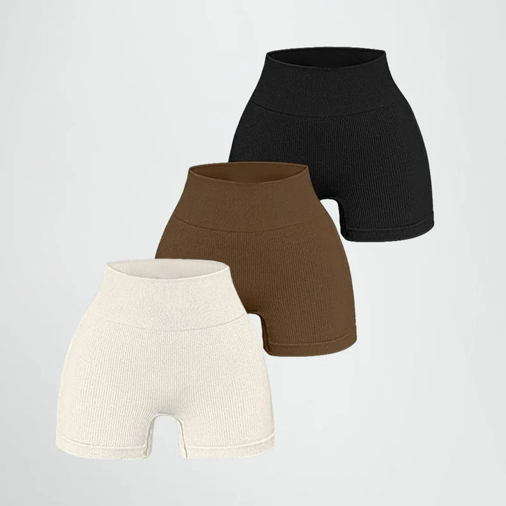 Women's High-Waisted Yoga Shorts, Lift and Shape, Ribbed Texture