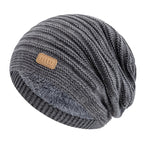 Unisex Striped Slouchy Winter Hat Dark Grey 56cm-60cm