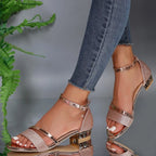 Women's Supportive Orthopedic Sandals with Gold Chain Detail