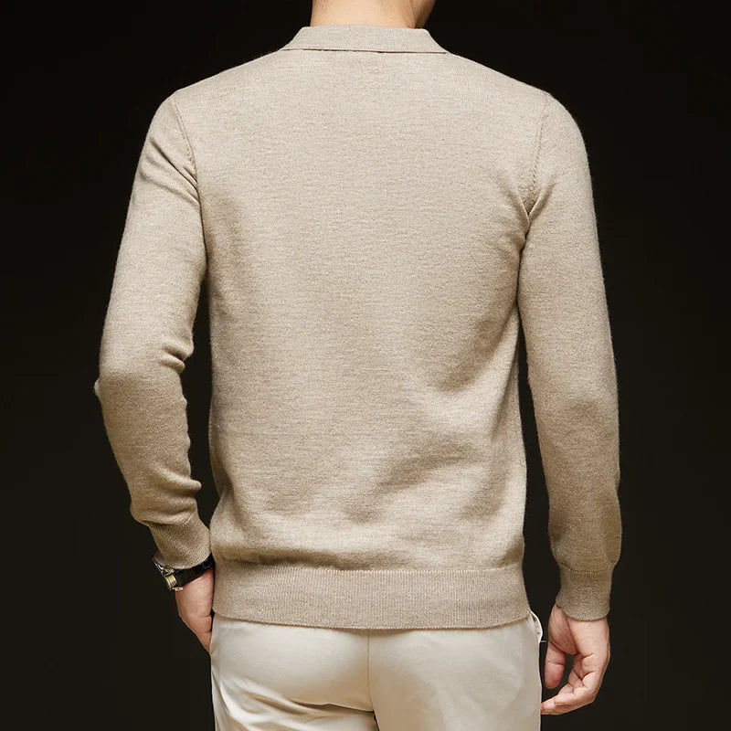 Men's Classic Polo Sweater - Stylish Knit Top for Casual Wear