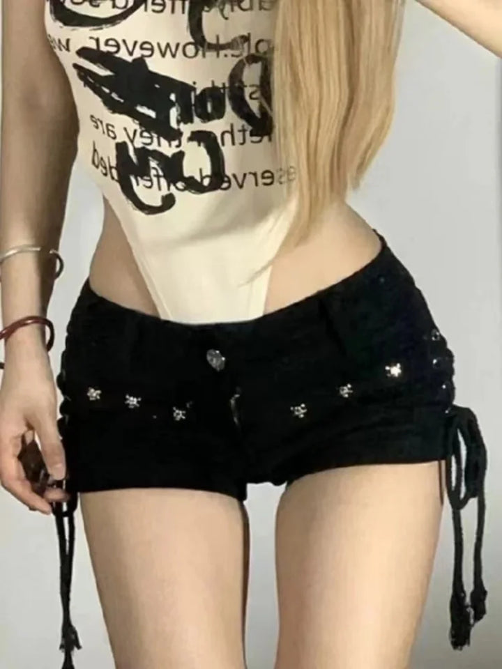 Women's Skinny Lace-up Streetwear Shorts for Daily Fashion