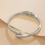 Women's Sculptural Open Cuff Bracelet & Wrap-Around Ring Set – Elegant Everyday Accessory