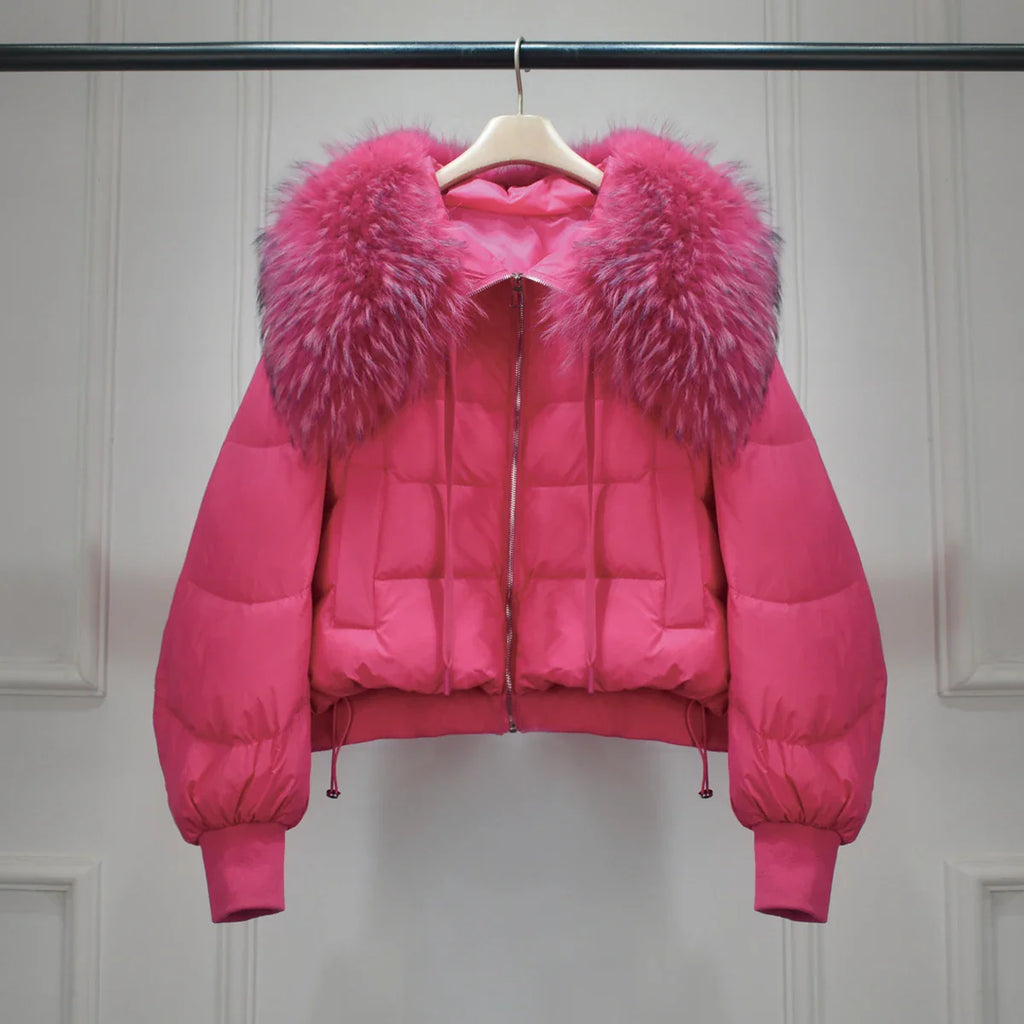 Women's Short White Duck Down Parka Rose 1