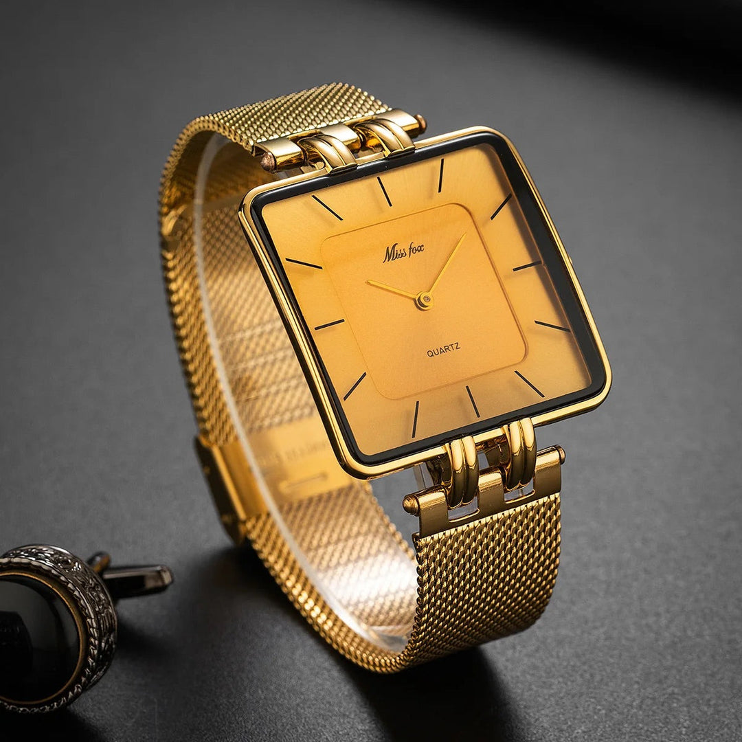Square Case Mesh Band Wrist Watch for Women – Minimalist & Stylish Design-MODAUTLET