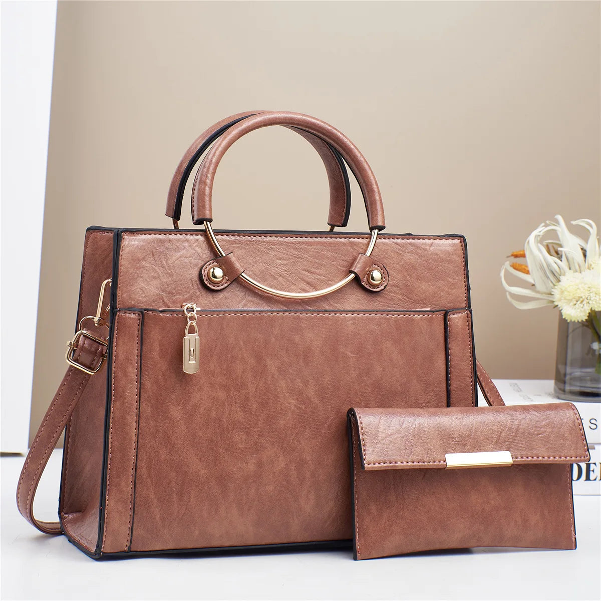 Elegant Handbag Set for Stylish Women Brown