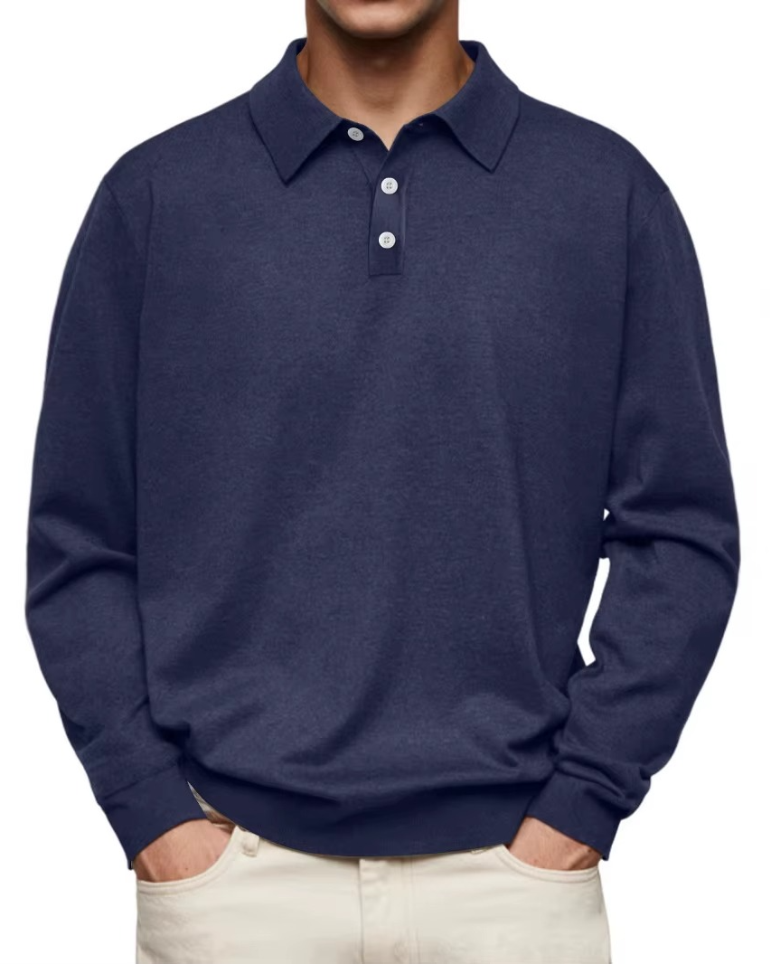 Men's Classic Long Sleeve Polo Shirt-MODAUTLET