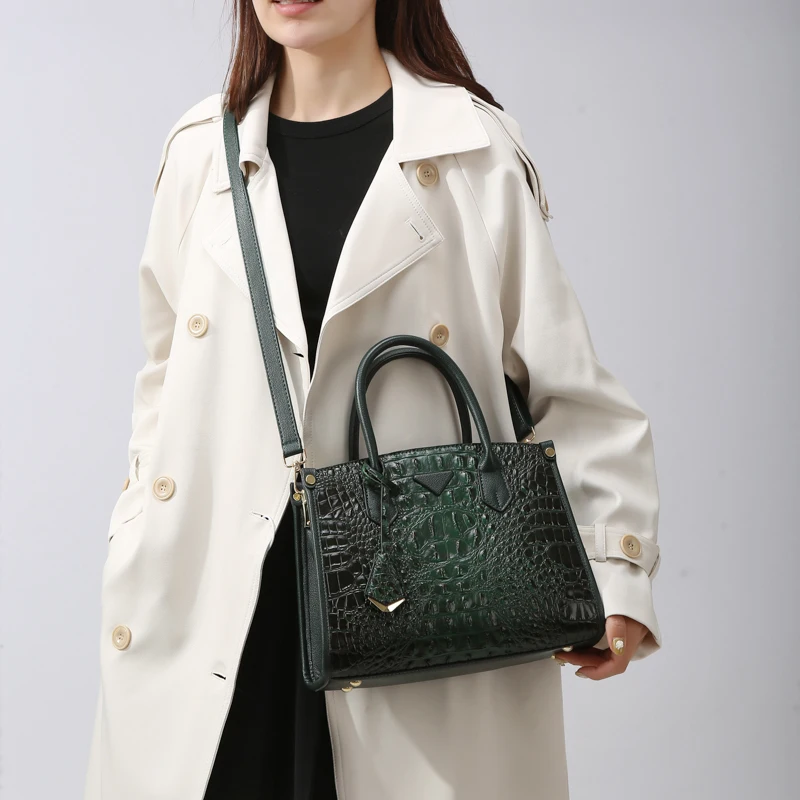 Vintage Crocodile Leather Shoulder Bag For Women Premium