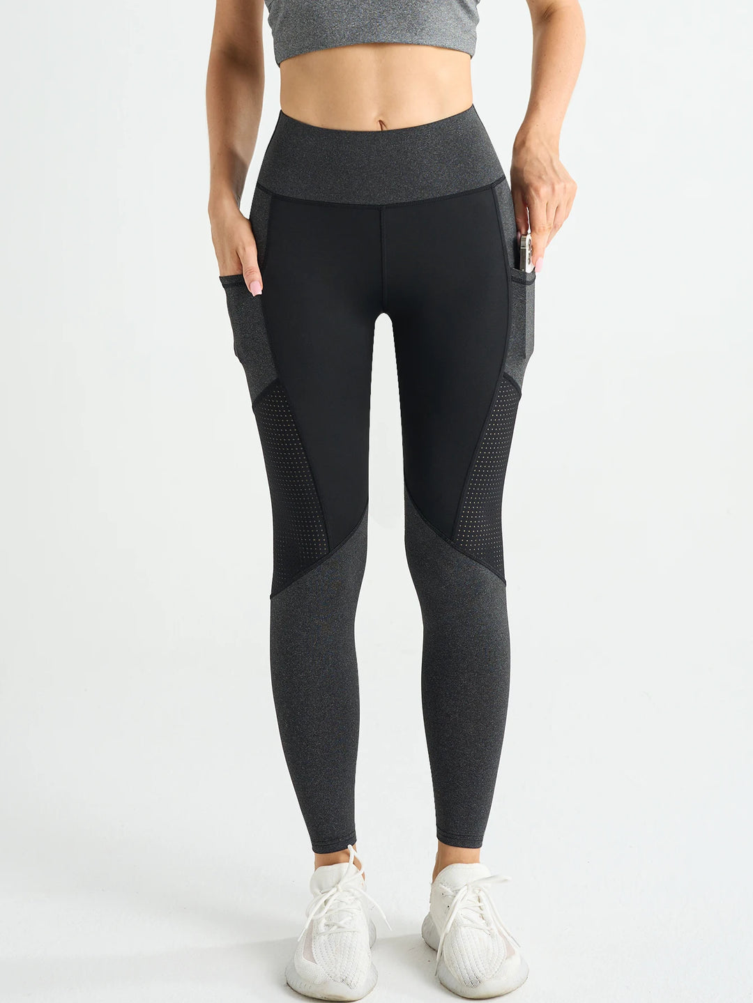 Leggings de yoga pour femme à taille haute en mesh perforé pour l'entraînement