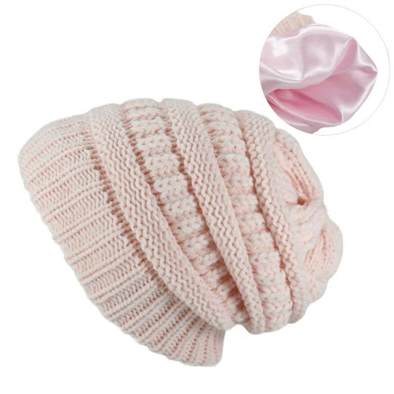 Cozy Satin-Lined Knit Beanie-MODAUTLET