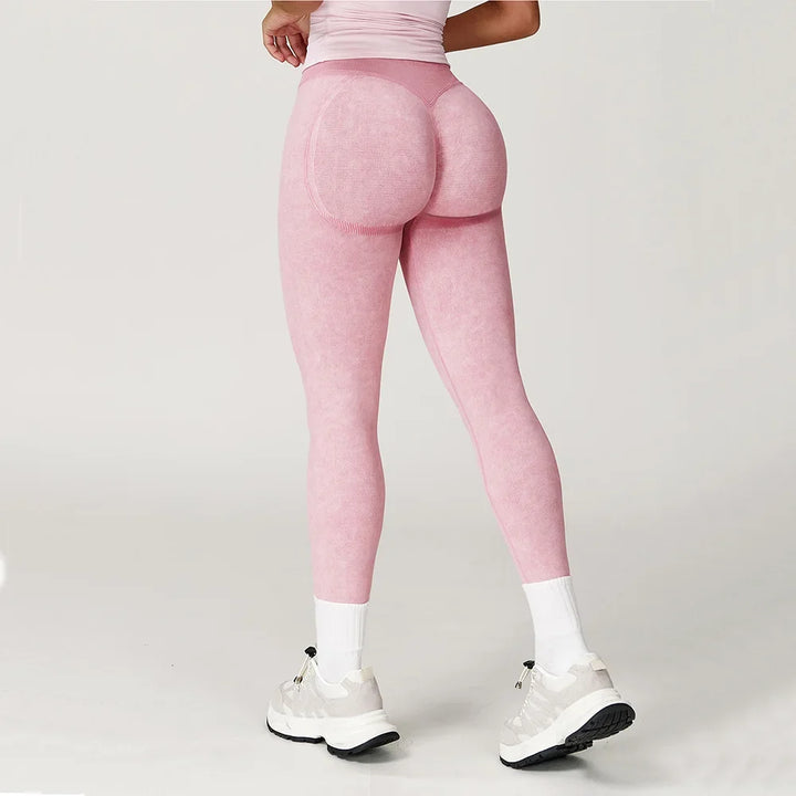 Women's High-Waist Seamless Sports Leggings, Ribbed Workout Pants
