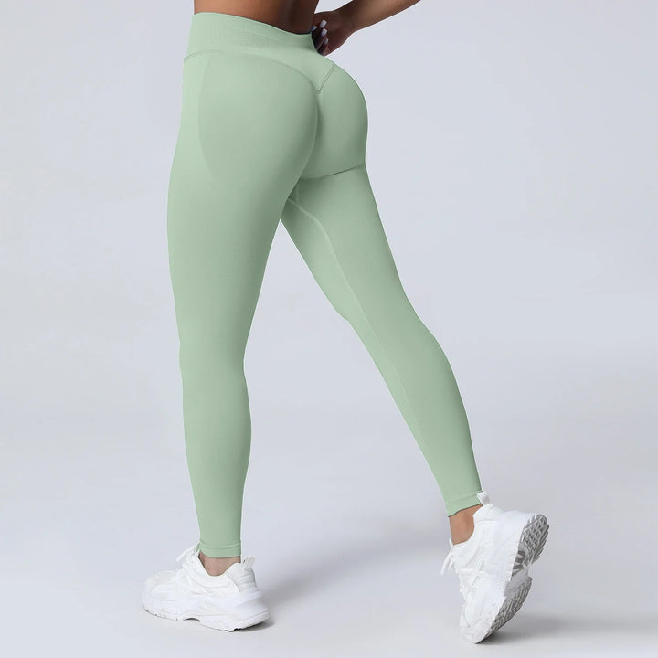Women's Push-Up Low-Rise Seamless Yoga Leggings for Fitness Palm Green